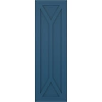 Ekena Millwork 12 W 29 H Gerçek Uyum PVC San Carlos Misyon Stili Sabit Montajlı Panjurlar, Sojourn Blue
