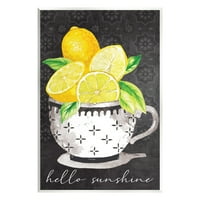 Aptal Merhaba Güneş Limon Çay Fincanı Desenli Yiyecek ve İçecek Boyama Duvar Plak Çerçevesiz Sanat Baskı Duvar Sanatı