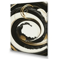 Designart Siyah, Gümüş Ve Altın Karıştırma Swirls VI Tuval Duvar Sanatı