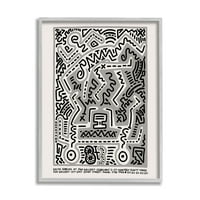 Stupell Industries Keith Haring Tek Renkli Pop Tarzı Dalgalı Metin Çerçeveli Duvar Sanatı, 20, Tasarım Ros Ruseva