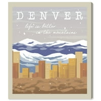 Pist Avenue Şehirler ve Skylines Duvar Sanatı Tuval Baskılar 'Denver Kartpostal' Amerika Birleşik Devletleri Şehirler-Kahverengi,