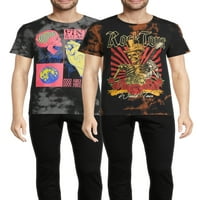 Denge ve Rock Turu Bul Erkek ve Büyük Erkek Batik Grafik Tişörtler, 2'li Paket