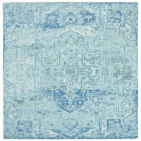 Safran Erksine Geometrik Polyester Alan Halısı, Su Mavisi, 3' 5'