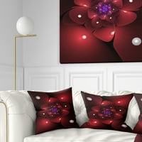 Designart Işıklı Kırmızı Fraktal Çiçek - Çiçekli Kırlent - 18x18
