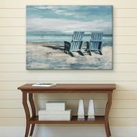 Güzel Sanatlar Tuval Sahil Manzaralı V Açık Mavi Plaj Sandalyeleri Stüdyo Sanat Tuval Sanat Baskı