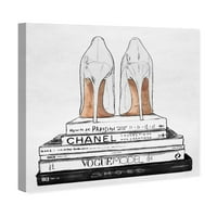 Pist Avenue Moda ve Glam Duvar Sanatı Tuval Baskılar 'Sandalone Ayakkabı' Ayakkabı-Beyaz, Siyah